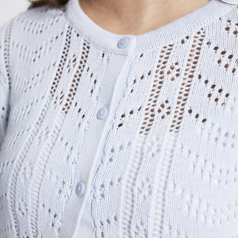Crochet knit cardigan "Vidia" Light blue